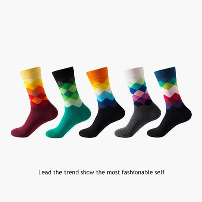 Men's Cotton Dress Socks 5-Pair Pack - Funny Casual Novelty Crew Socks Gift Set