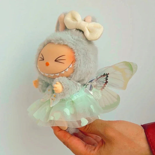 17cm Mini Plush Doll Outfit — K-Pop EXO Labubu Idol V2 Bow Princess Dress Accessories for Gift
