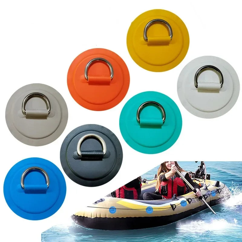 Surfboard Dinghy Boat PVC Patch – Stainless Steel D-Ring, Deck Rigging Rope Ring Buckle for Kayaking & Inflatable Boat Accessories