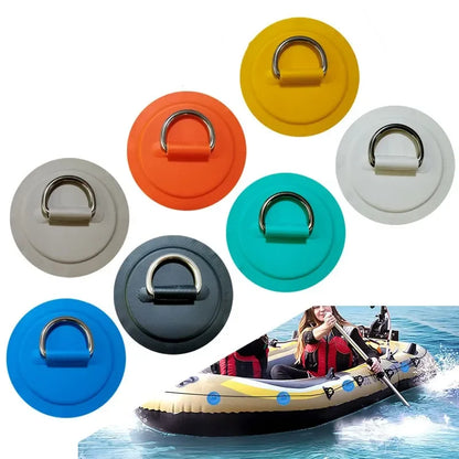 Surfboard Dinghy Boat PVC Patch – Stainless Steel D-Ring, Deck Rigging Rope Ring Buckle for Kayaking & Inflatable Boat Accessories