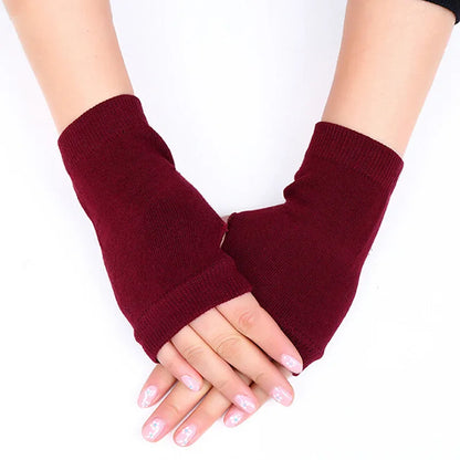 Women’s Stylish Winter Fingerless Gloves — Hand Warmer Arm Crochet Knitting Faux Wool Mittens with Twist Pattern