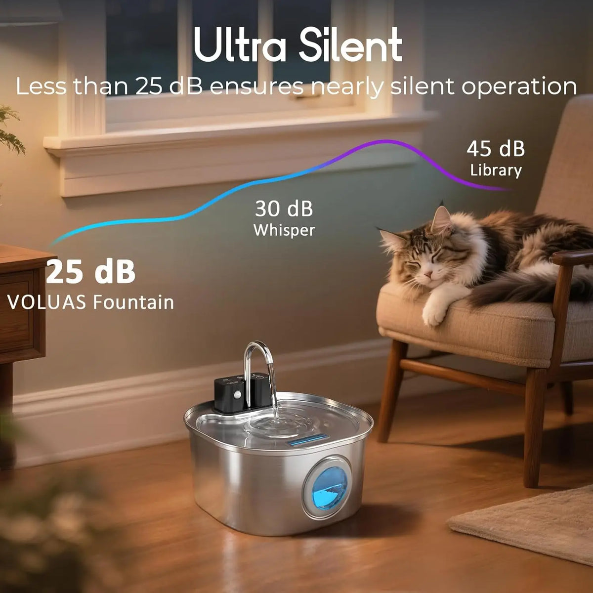 3L Stainless Steel Pet Water Fountain - Wireless Rechargeable Sensor Cat & Dog Drinking Dispenser