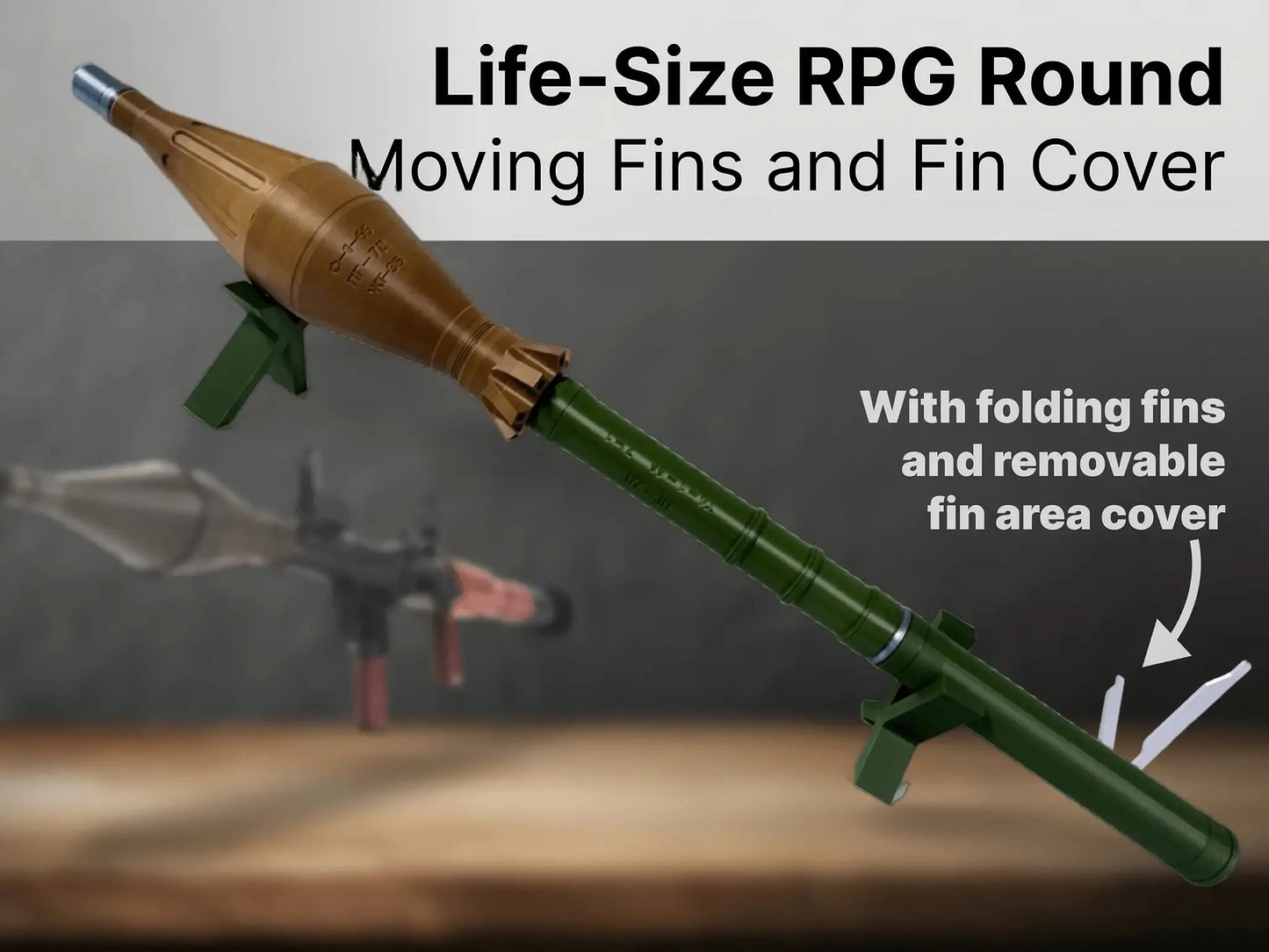 1:1/1:2 Scale RPG Rocket Model – High-Strength ABS with Folding Fins & Removable Cover for Home, Office, and Airsoft Gun Display