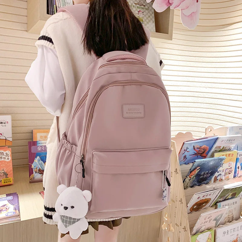 New Women's Fashion Backpack - High Capacity, Waterproof College Bag for Girls, Trendy Laptop School Bag, Cute Travel Book Bag