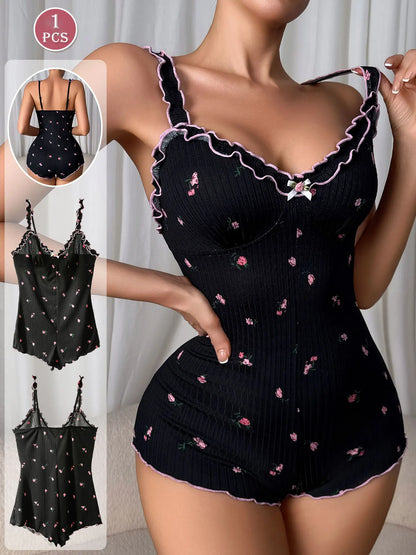 Women’s Sleeveless One-Piece Pajama Jumpsuit — Comfortable Loungewear for Sleep & Casual Wear