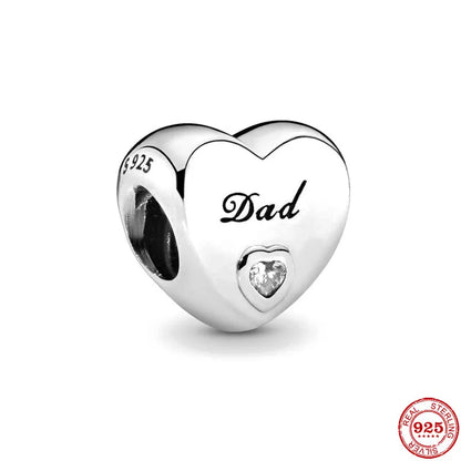 Europe 925 Silver Family Charm Pendant - Boy, Girl, Mom & Sisters Bead for Pandora Bracelet, Sparkling Dangle Jewelry