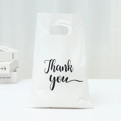 100pcs Thank You Gift Bags - Plastic Shopping Tote Bags for Birthday, Wedding, Party Favors, Candy, and Cookie Wrappers - 20*30cm