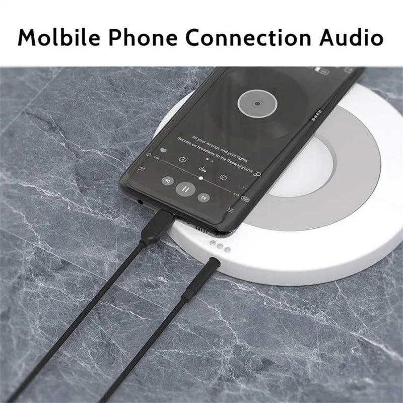 USB-C to 3.5mm Aux Audio Cable — Headphone & Speaker Adapter for Samsung S20/S21/Note 20/Tab S7