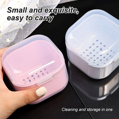 Nail Drill Bit Cleaning Box - Double-Layer Filter Storage Case for Manicure Tools