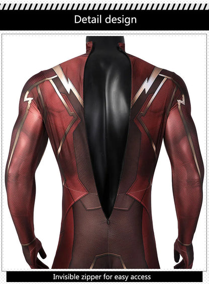 Red Barry Allen Cosplay Costume – Adult Men’s Halloween Bodysuit & Headgear, Zentai Jumpsuit for Comic Con