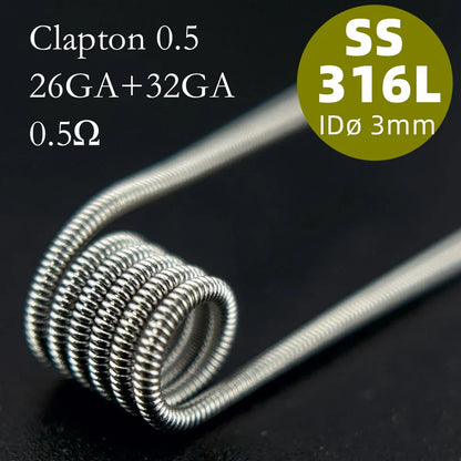 21-Pack PreMade 3mm Resistance Wire Coils — Jaw Clips, Springs, A1/SS316L/Ni80 for Vaping Builds