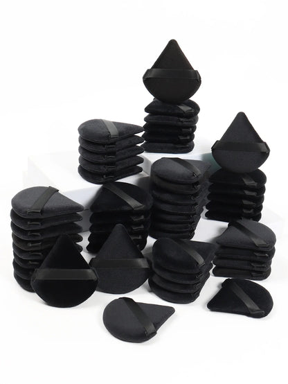 Black Triangle Makeup Puff - Soft Velvet Facial Sponge for Foundation Blending and Cosmetic Application
