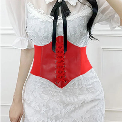 Women’s Leather Corset Waist Belt Shapewear – High Waist Slimming Cummerbund Strap Bustier Body Shaping Fashion Accessories