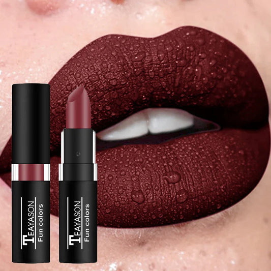 Punk Dark Wine Red Waterproof Lipstick – Easy Color Matte Red Lip Gloss for Facial & Body Painting