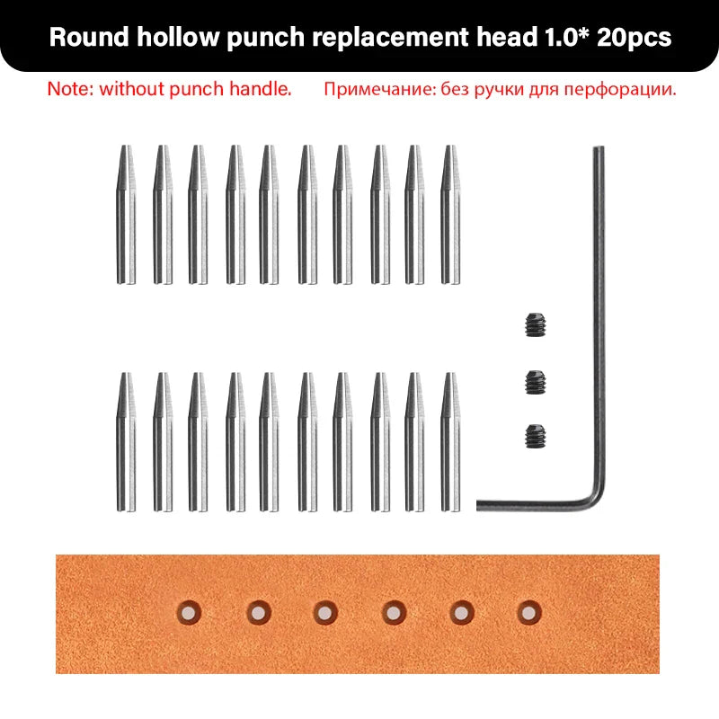 WUTA 3G Replaceable Leather Punch Heads – Diamond, Olive & Round Hole Pricking Irons for DIY Leathercraft