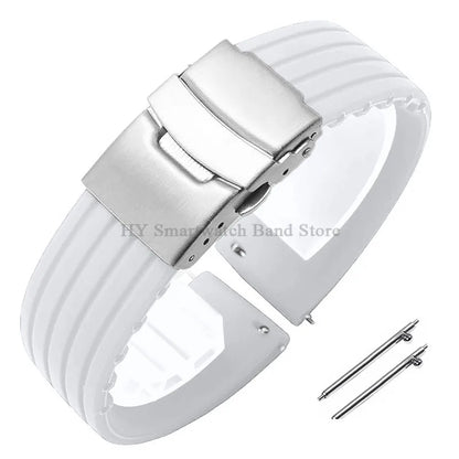 Quick Release Silicone Watch Strap 18–24mm – Sport Rubber Band for Huawei Watch GT2/3/4, Omega, Seiko, Fossil