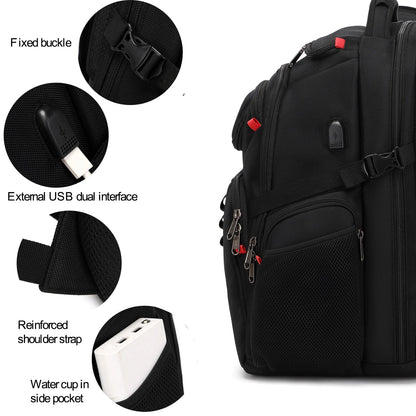 17-Inch Travel Laptop Backpack with USB - Waterproof Durable Business and University Backpack for Men and Women