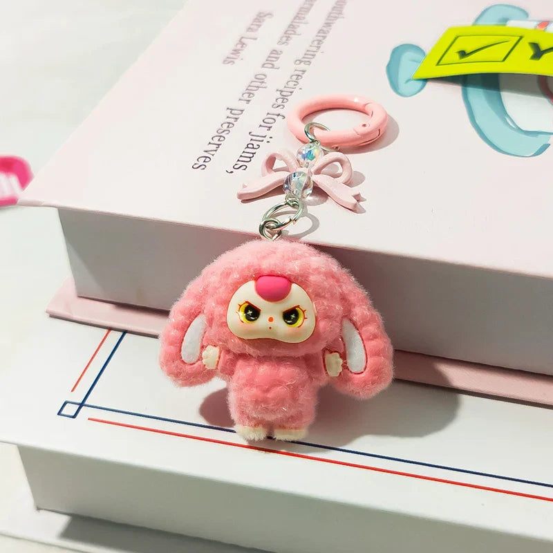 Plush Baby Keychain Bowknot Bag Pendant Hanging Charm for Phone Car Backpack Labobu Gift