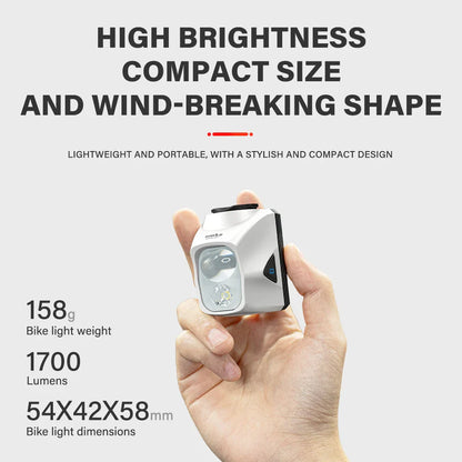 TOWILD DL1700 LED Bicycle Light – 1900LM Rechargeable Front Light with Focus & Flood Beam, Power Bank Function