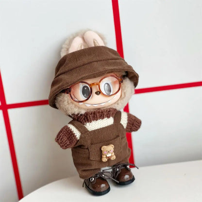 17cm Labubu Plush Doll Clothes – Macaron Outfit, Hair Accessories, DIY Clothing for V1 V2 Dolls & Kids Gift