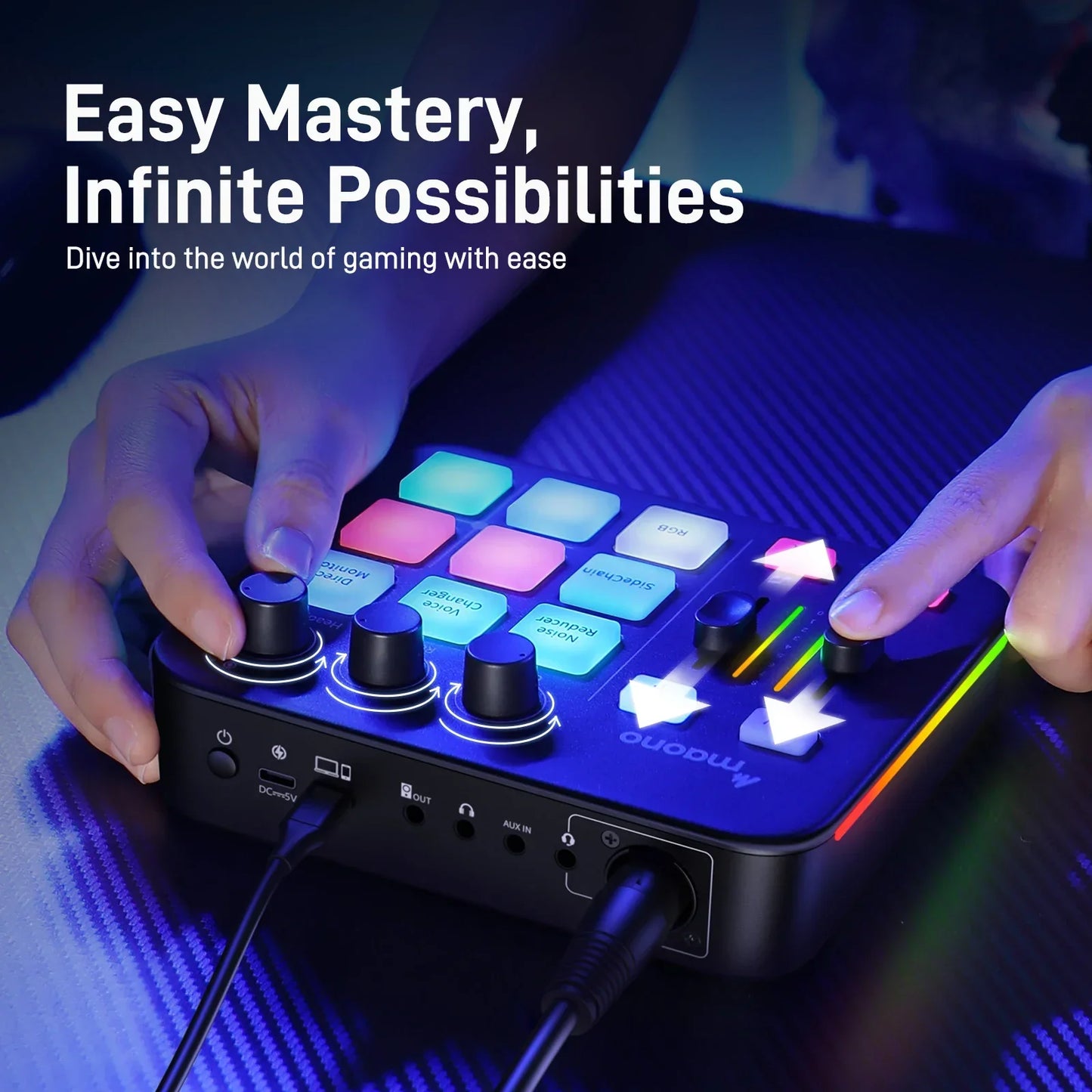 MAONO G1 NEO Audio Interface – XLR Mixer with Custom Sound Effects for Gaming, Podcast & Voice Recording