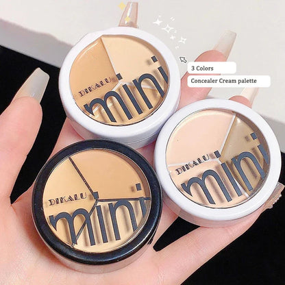 3-Color Concealer Cream Palette – Full Coverage for Acne, Dark Circles & Contour with Brush, Moisturizing Makeup