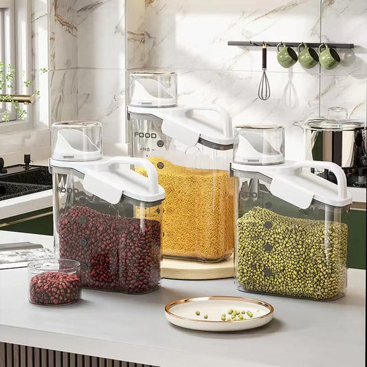 Airtight Rice Storage Container with Measuring Cup - Cereal & Dry Food Dispenser, BPA-Free Pet Food Box for Dogs & Cats