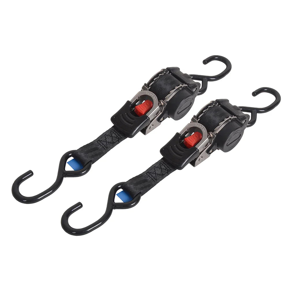 2 Pack Bolt-On Retractable Ratchet Tie Down Straps – Heavy Duty Stainless Steel Auto Retracting Cargo Securing Straps for Transport & Truck Use