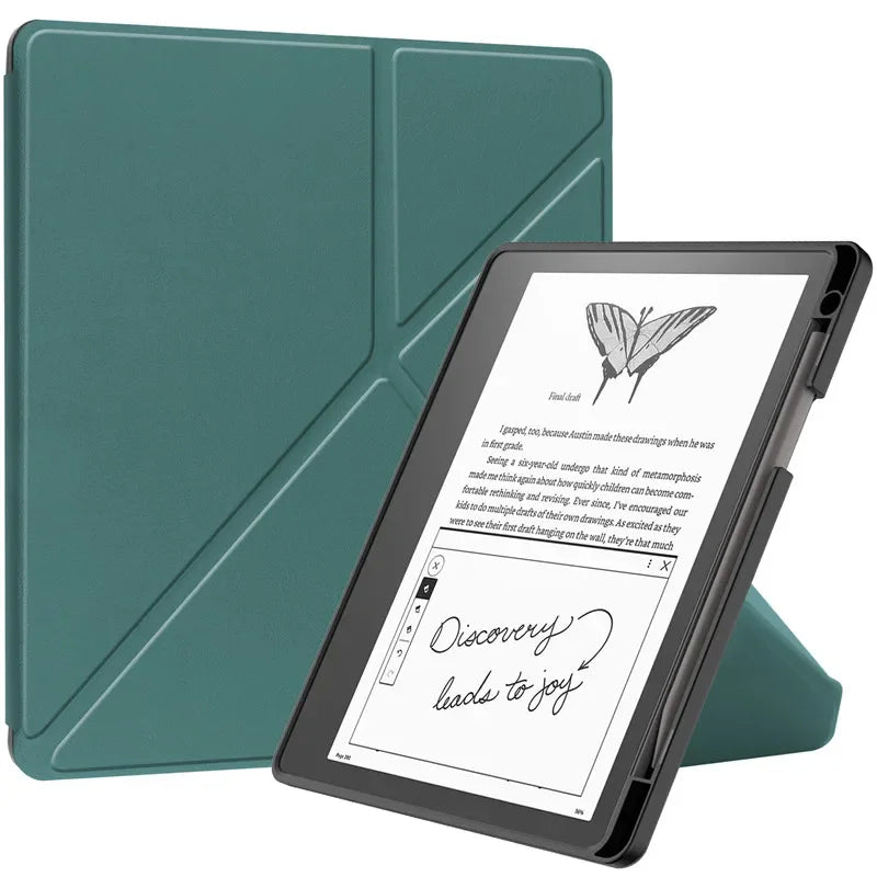 Kindle Scribe 2024 10.2″ Case — PU Leather Multi-Folding Stand with Smart Auto Wake/Sleep and Pencil Holder Ebook Cover