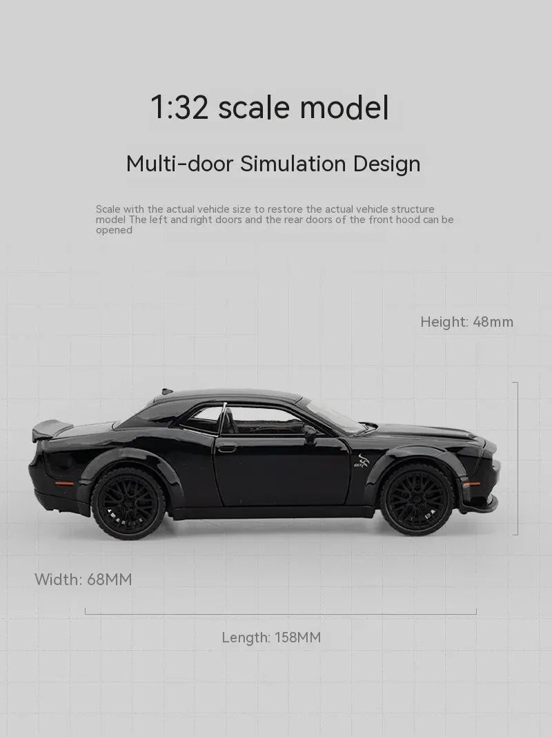 Dodge Challenger Hellcat 1:32 Scale Die-Cast Toy Car – Pull Back Model with Sound and Light Features