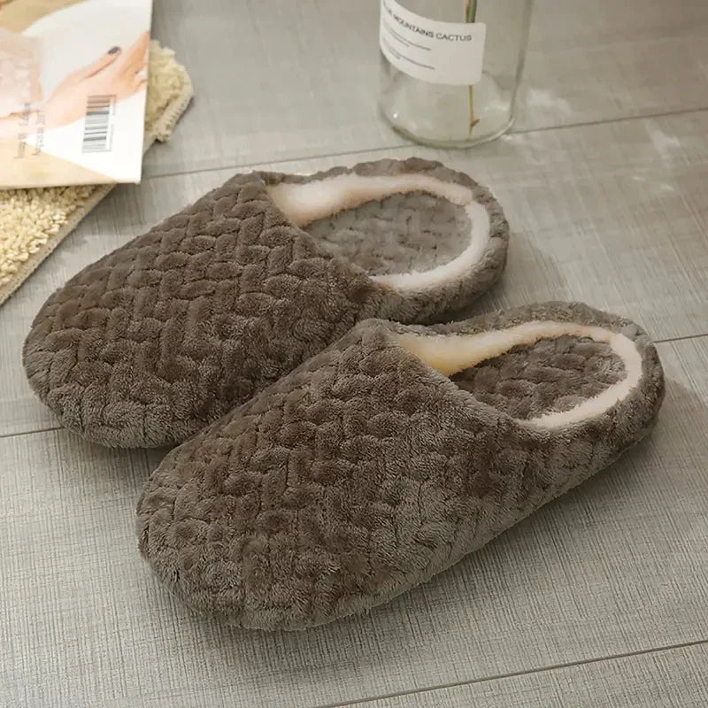 Unisex Fluffy Indoor Slippers — Soft Lightweight Anti-Slip Slides for Autumn & Winter Comfort