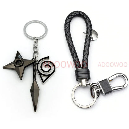 Bandai Naruto Red Cloud Alloy Keychain Set – 20 Styles Anime Woven Leather Rope Charm Car Pendant Punk Jewelry Gift Accessories