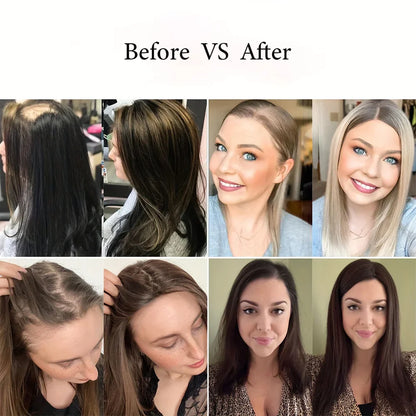 Synthetic Hair Topper with Bangs – Clip-in Hair Extensions for Women, Increase Volume, Cover White Hair & Hairline