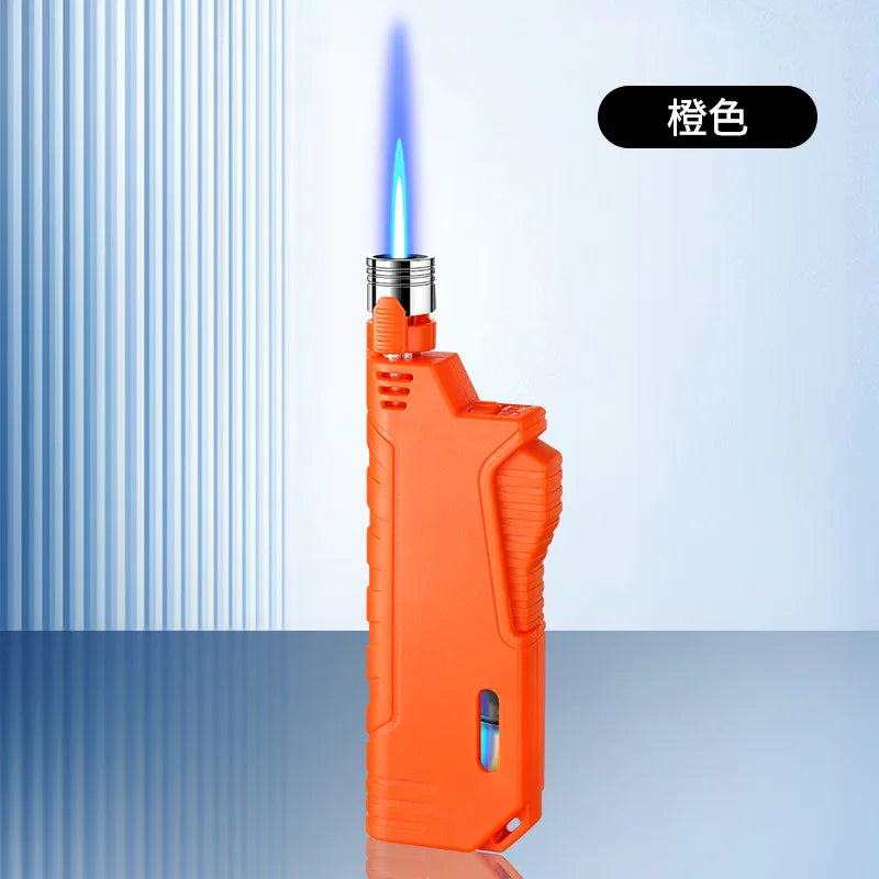 JOBON Outdoor Camping Blue Flame Lighter — Retractable Lever Ignition with Visual Window, Windproof Gadget for Men