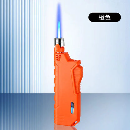 JOBON Outdoor Camping Blue Flame Lighter — Retractable Lever Ignition with Visual Window, Windproof Gadget for Men