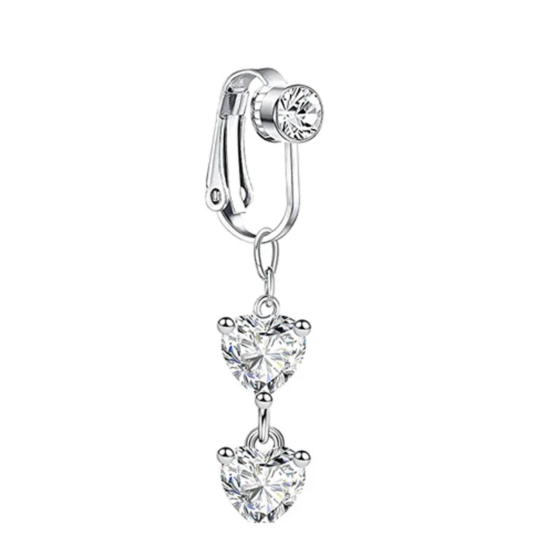 Faux Butterfly Leaves Belly Piercing – Dangling Clip-On Fake Navel & Cartilage Earring for Umbilical Piercing