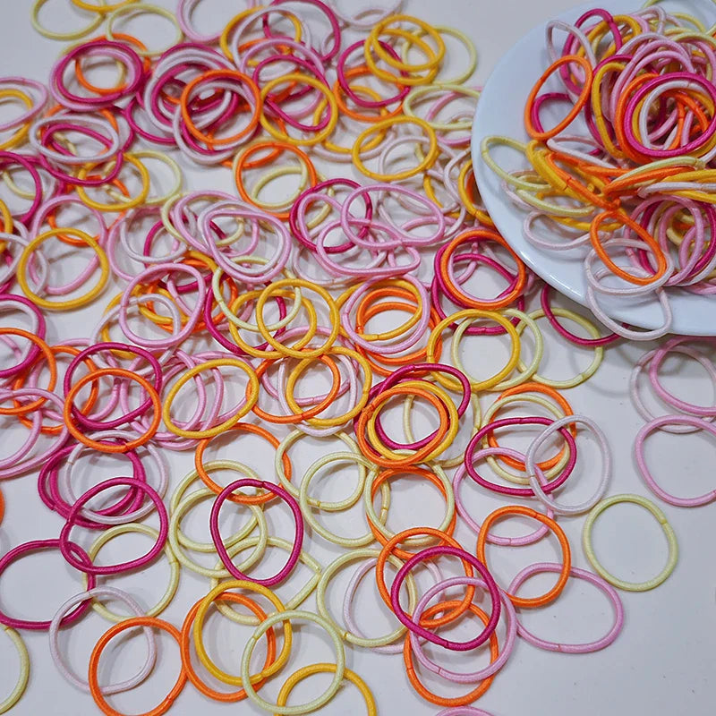 [100 Pack] Baby Rubber Bands - High Elastic, Seamless Thumb Rings for Toddlers, Gentle on Hair Scrunchies Set