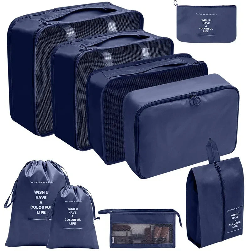 7–10 Pc Travel Organizer Storage Bags Set – Portable Packing Cubes for Suitcase, Clothes, Shoes & Luggage Tidy Pouch