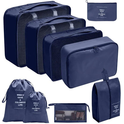 7–10 Pc Travel Organizer Storage Bags Set – Portable Packing Cubes for Suitcase, Clothes, Shoes & Luggage Tidy Pouch