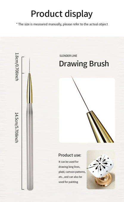 RSNAIL Nail Art Liner Brushes — 18mm Slender Long Line Painting Pen for French Stripe Nail Art, UV Gel DIY Manicure Tool