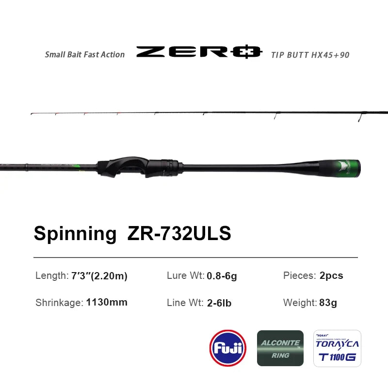 PURELURE ZERO UL Fishing Rod - Lightweight Carbon Spinning & BFS Rod for Trout and Bass