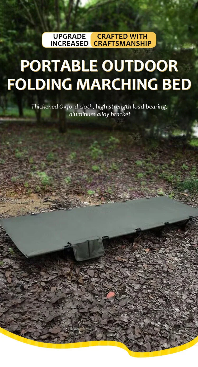 Ultra-Light Folding Camping Bed – Portable Outdoor Tent Cot for Adults, 150KG Capacity, Ideal for Hiking & Travel