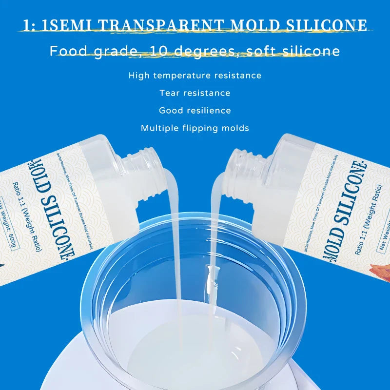 DIY Silicone Mold Making Kit – AB 1:1 Liquid Silicone Rubber, Fast Curing Mold Casting Material (200g/500g)