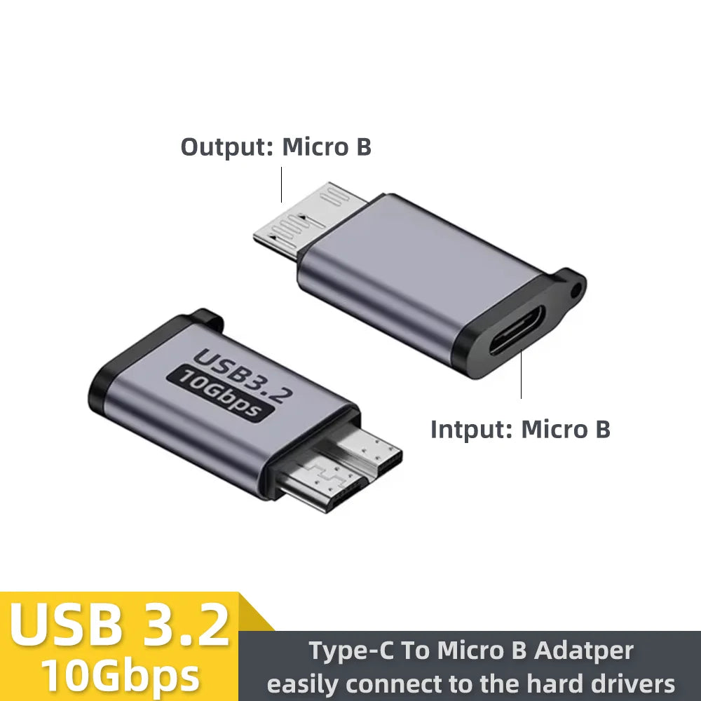 USB-C 3.0 to Micro B Adapter – Type-C Female to Micro B Male Connector for External Hard Drives, Samsung S5 & Laptop Devices