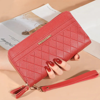 Long Women’s PU Leather Wallet – Double Zipper Tassel Clutch with Coin Purse & Card Holder