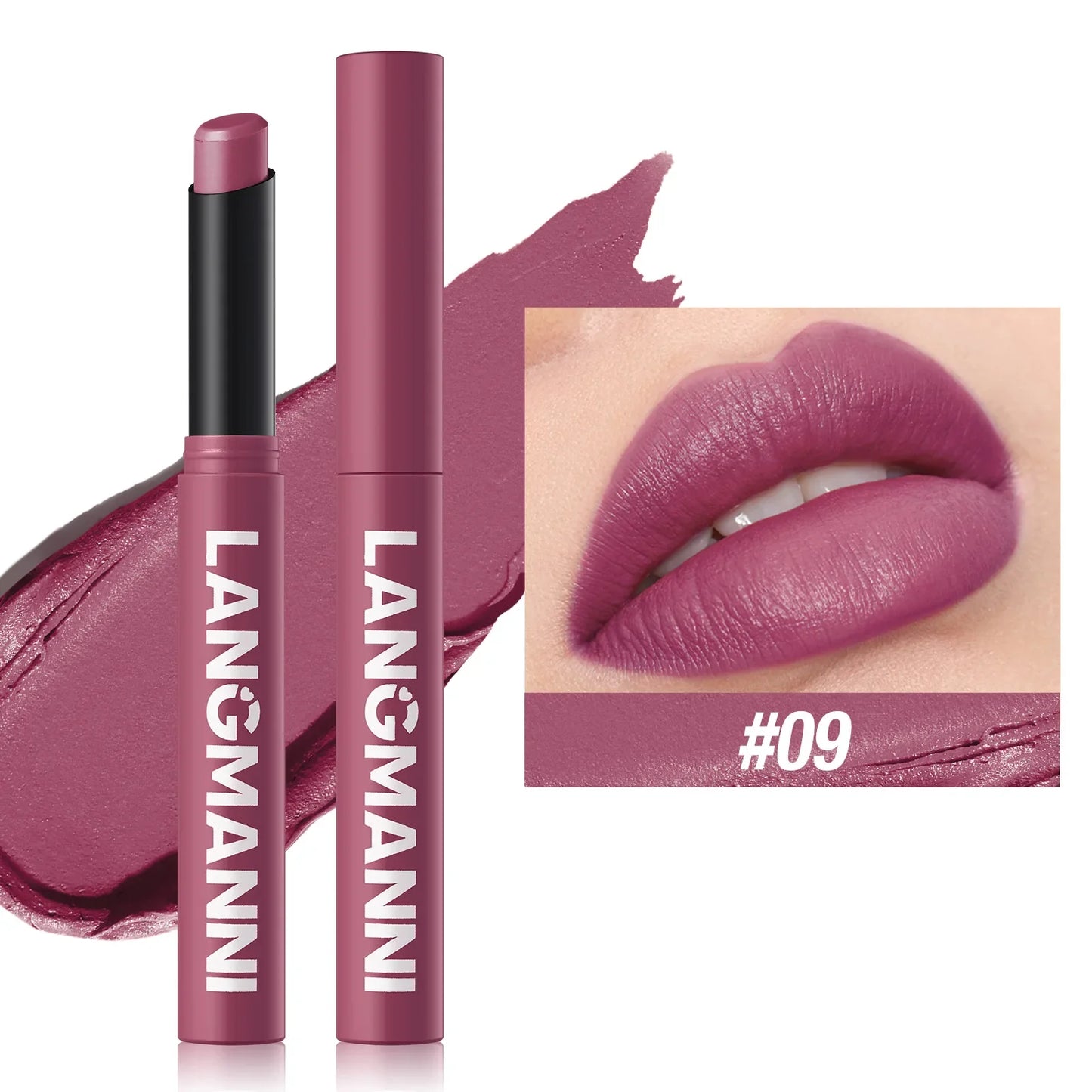 12-Color Matte Lipstick Pencil – Waterproof, Long-Lasting Non-Stick Lip Stain Tint Nude Makeup Pen