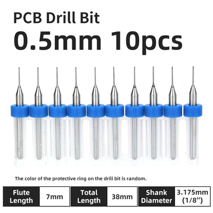 0.1–1.0mm Micro Carbide PCB Drill Bit Set – Tungsten Steel Bits for CNC, Wood & Circuit Board Precision Drilling