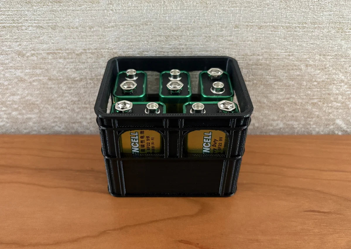 3D Printed DIY Battery Storage Box – Stackable Beer Crate for AA, AAA, and 9V Batteries Organizer