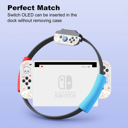 Adorable Big-Eared Dog Switch Case: Compatible with Nintendo Switch OLED/NS - Includes 4 Cloud Joystick Caps - Protect and Personalize Your Console