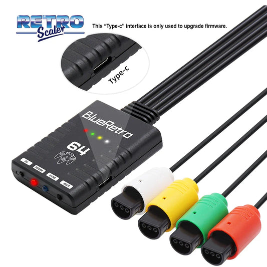 RetroScaler BlueRetro Wireless Adapter – Supports Up to 4 Controllers for Nintendo 64 N64